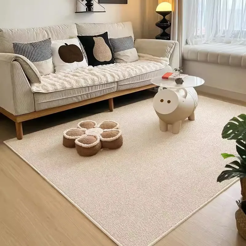 Modern Solid Color Carpet Living Room Decoration Easy Cleaning Home Bedroom Rug Prevent Cat Scratching Bedside Large Area Mat