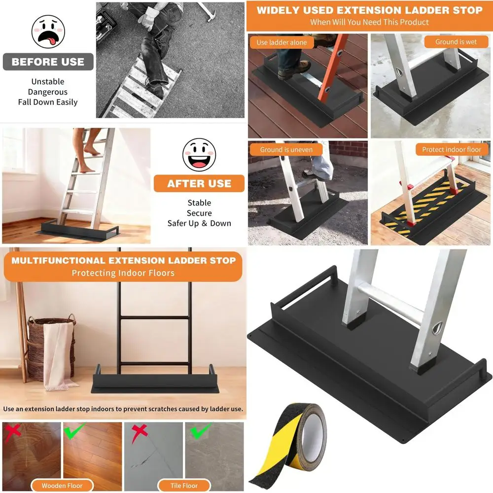 

Удлинитель лестницы с нескользящим основанием, сверхмощный стабилизатор лестницы подходит для лестниц шириной до 20,7 дюймов, защита пола, лестница Stabi