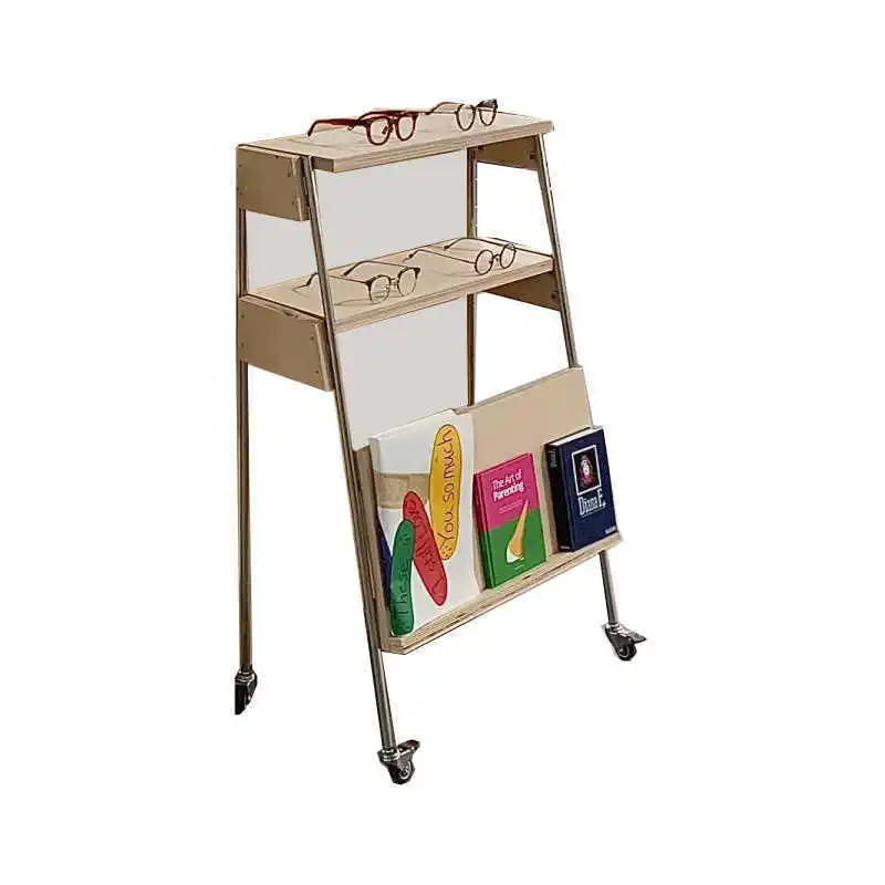 Magazine rack with wheels Internet celebrities ins Decorative book rack Photo base props y