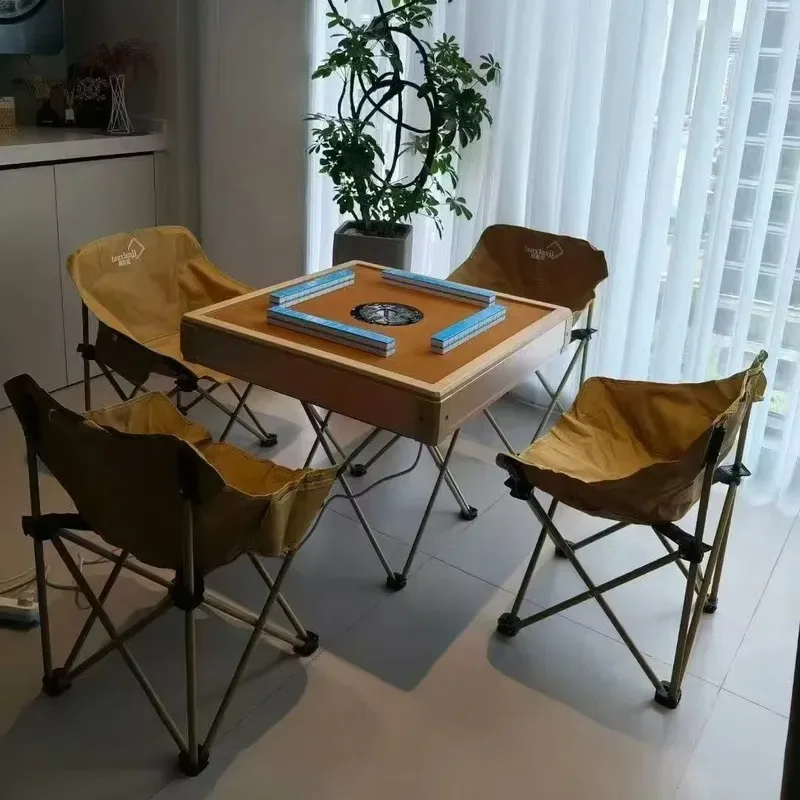 Modern Portable Plastic Mahjong Table 4 Player X Shape Support Multifunctional Folding Design for Family Outdoor Use