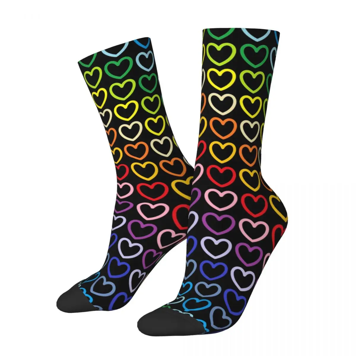 Rainbow Hearts Stockings Couple Cute Valentine Socks Soft Leisure Socks Spring Outdoor Sports Anti Skid Graphic Socks Gift