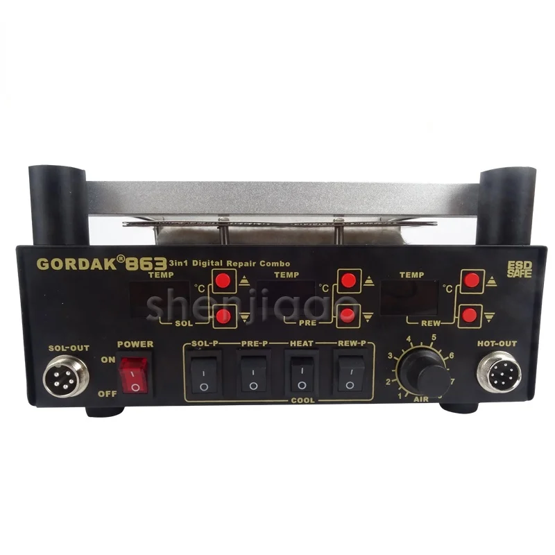 Gordak 863 digital hot air gun BGA remelting welding station + electric welding machine + infrared preheating station