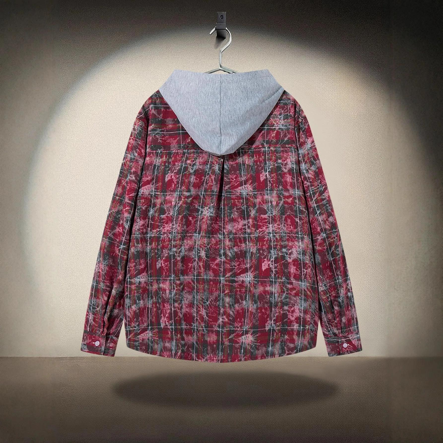 2026 Spring/Summer High-end Men's Shirt - European Style Loose-Fitting Collared Plaid Long-Sleeved Shirt Jacket