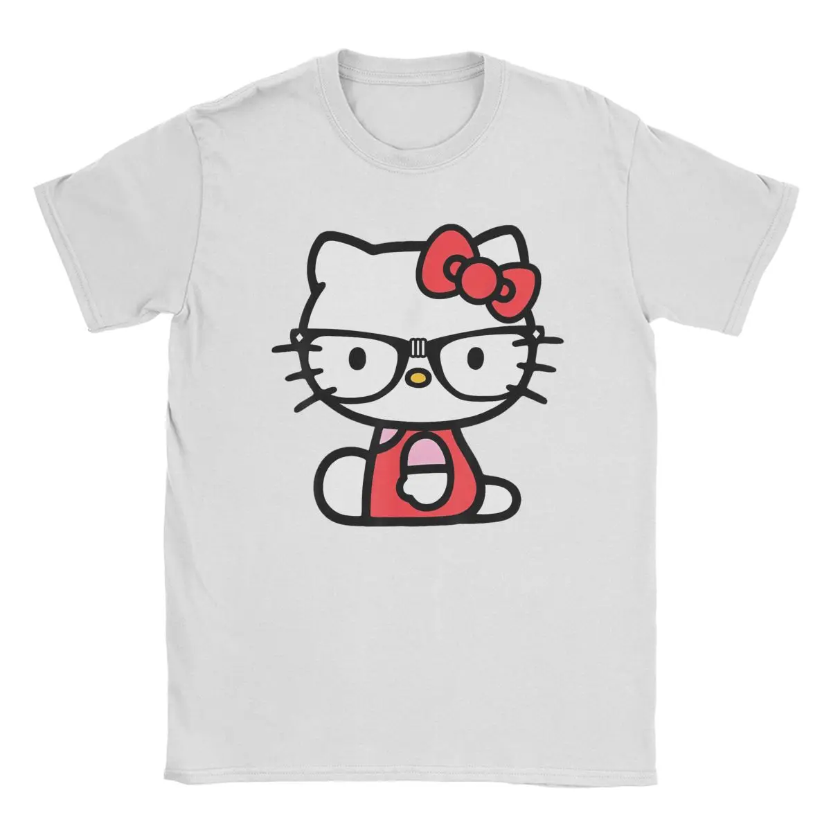 Men Women's Hello Kitty Nerd T Shirts Cartoon Cotton Tops Casual Short Sleeve Round Collar Tees Printing T-Shirt