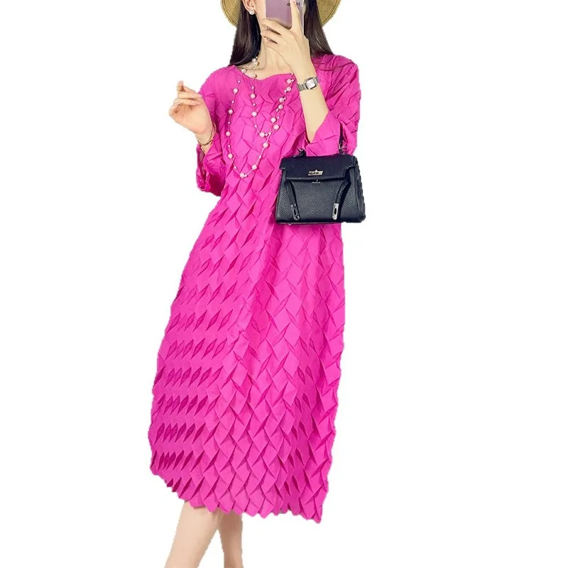 Sukienki plisowane Miyake, plisowane, jednokolorowe, wiosna 2026, nowe, codzienne, proste, luźne, proste spódnice, wygodne, nowe spódnice z plisami.