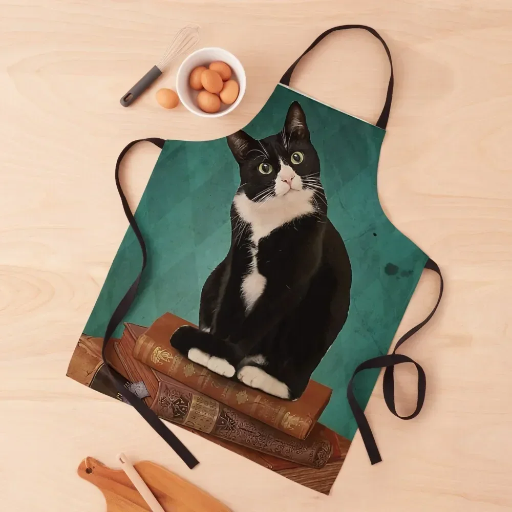 

Black Cat Time Spent With Books And Tea Apron Men'ss professional hairdresser Salon Apron