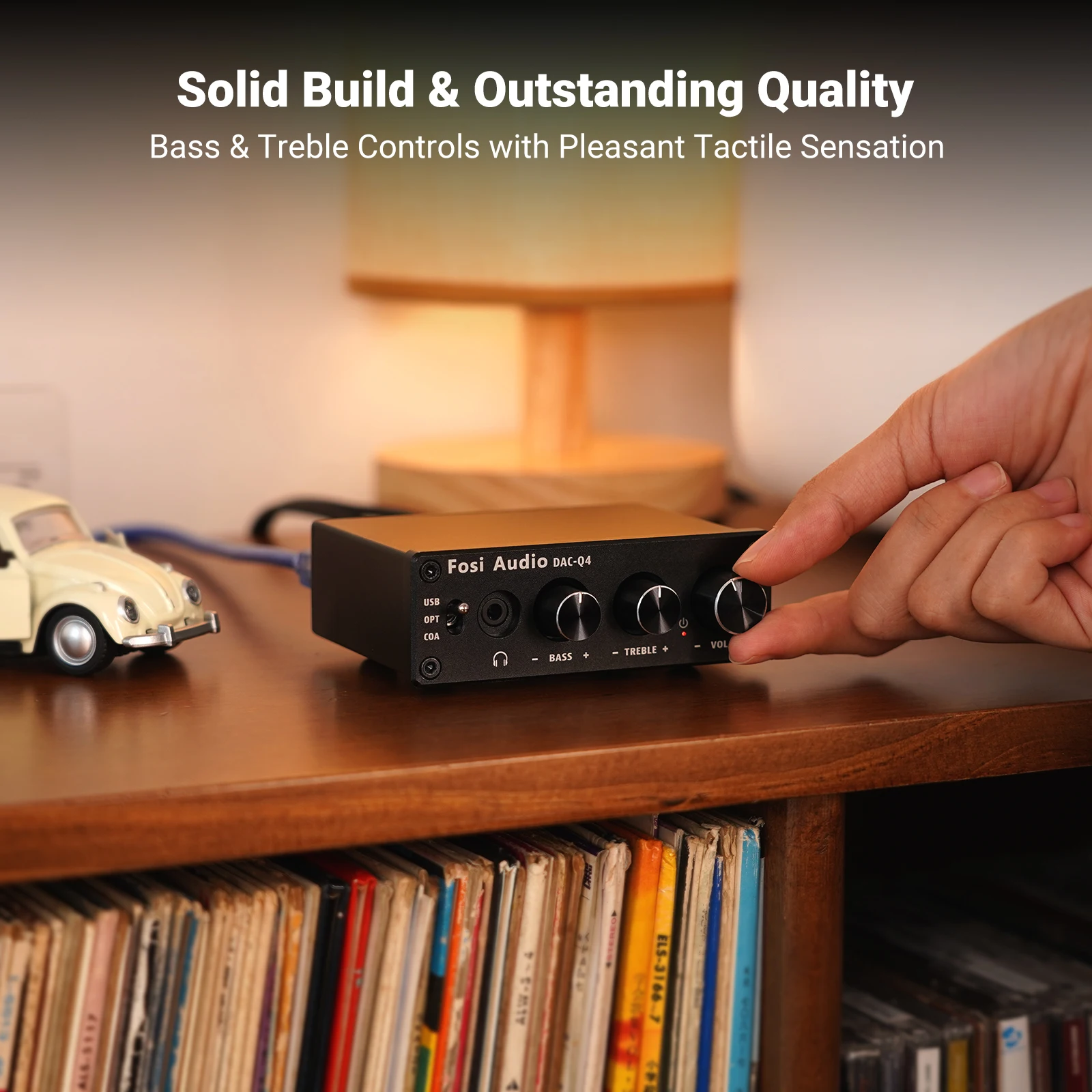 Fosi Audio Headphone Amplifier Q4 Mini Stereo USB Gaming DAC Audio Converter Adapter for Home/Desktop Powered/Active Speakers
