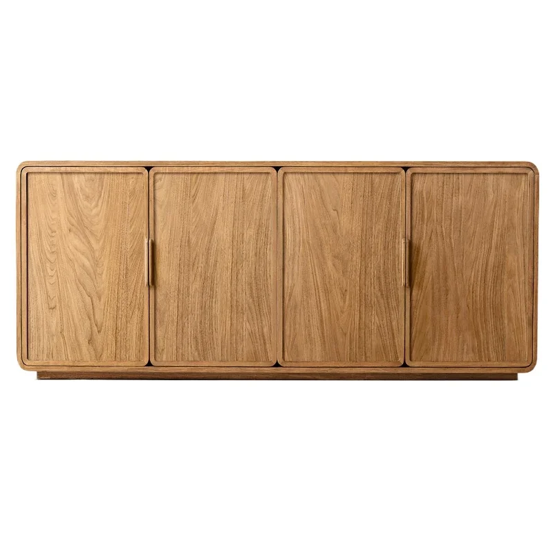 

French country retro furniture, solid wood foyer entrance cabinet, simple modern oak wabi style dining side cabinet