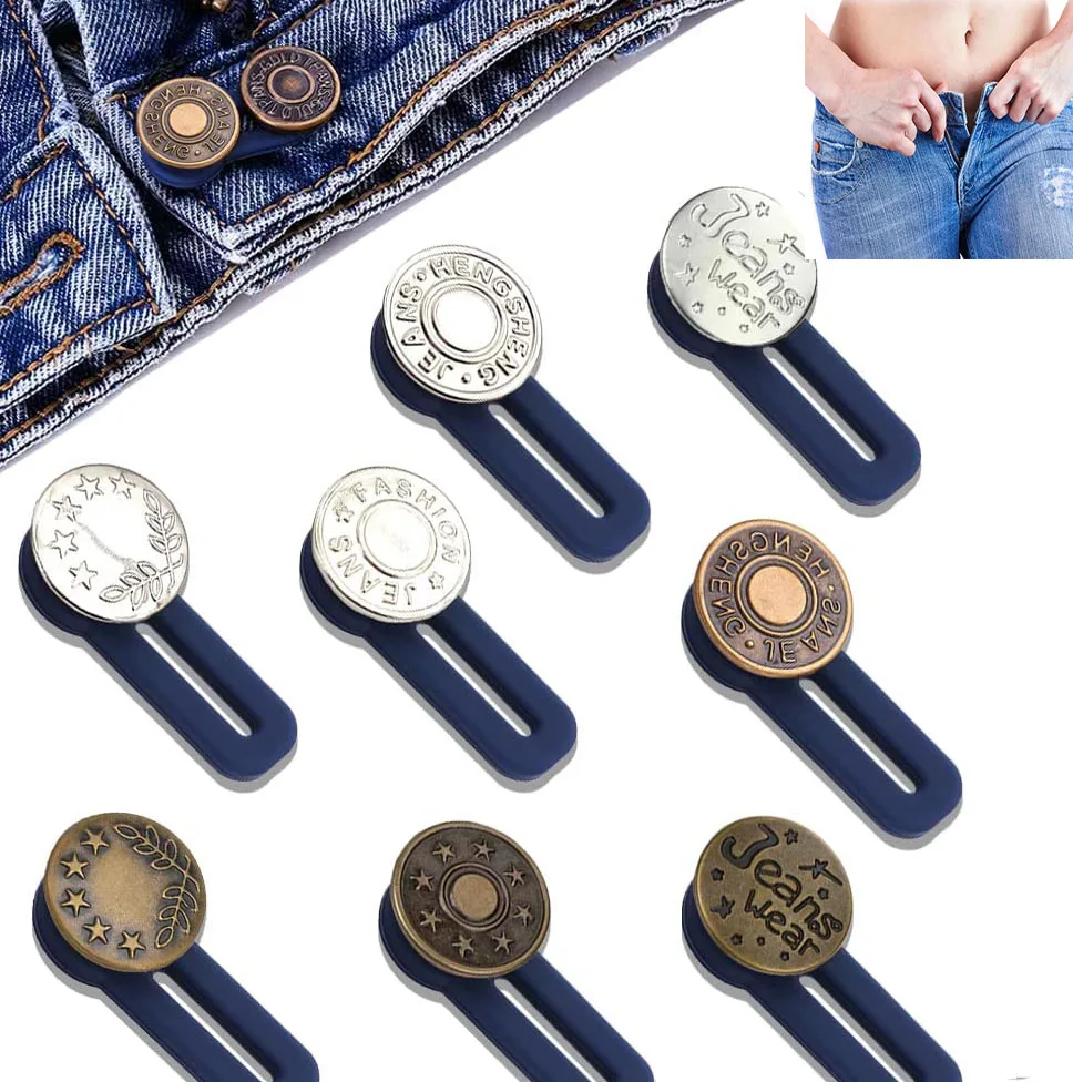 

5/10Pcs Metal Button Extender for Pants Jeans Free Sewing Adjustable Retractable Button Waist Extenders Waistband Expander