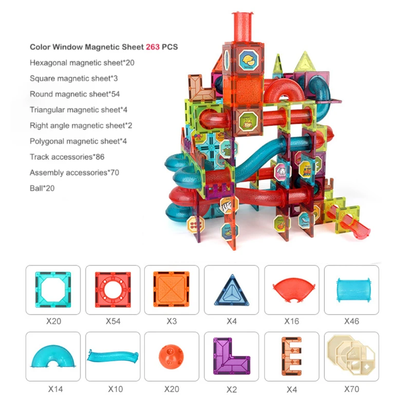 263 Pcs 큰 크기 자석 디자이너 자석 빌딩 블록 액세서리 교육 생성자 어린이위한 장난감
