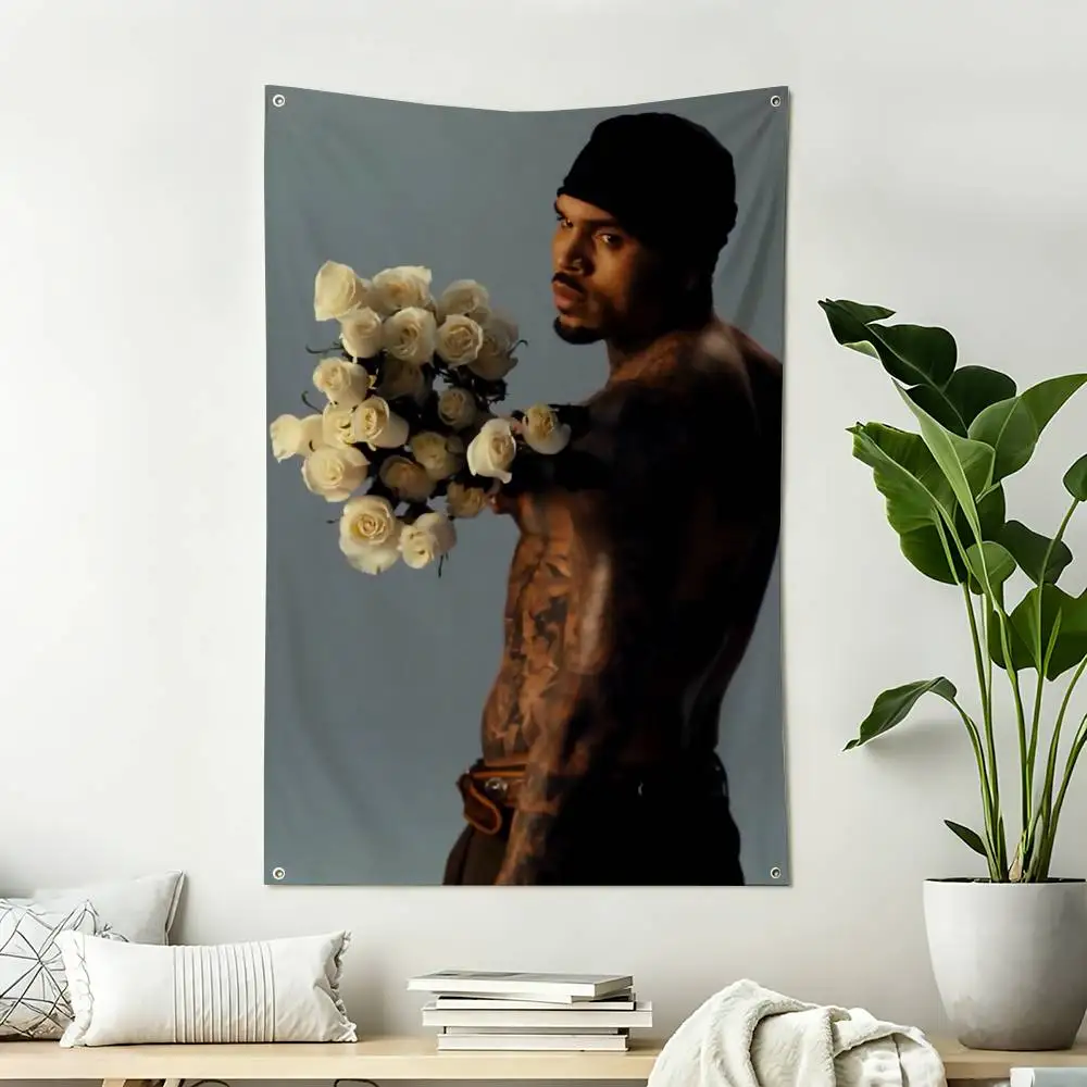 B-Breezy C-Chris Brown Home Decor Vertical Flags Indoor Outdoor Hanging Decor for Bedroom Living Room Wall Decoration