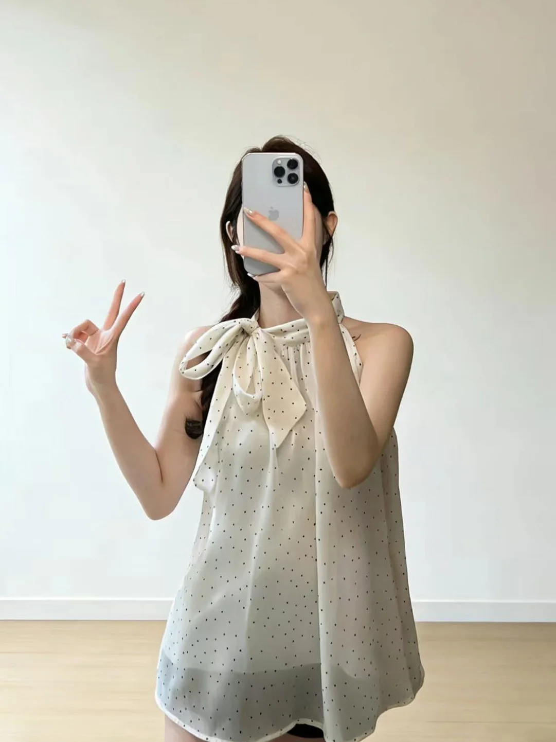 

Элегантный женский жилет без рукавов в горошек, летний, новый дизайн, нежный стиль, корейский фасон, топ из полиэфирного волокна с круглым вырезом