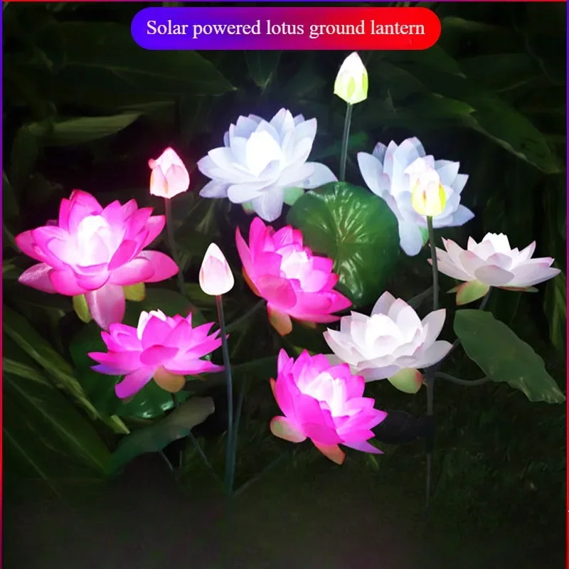 Solar LED Lights Snow Lotus Flower Lawn Lamp IP65 Outdoor Waterproof For Yard Patio Garden Decoration Flower Holiday Party Lamp