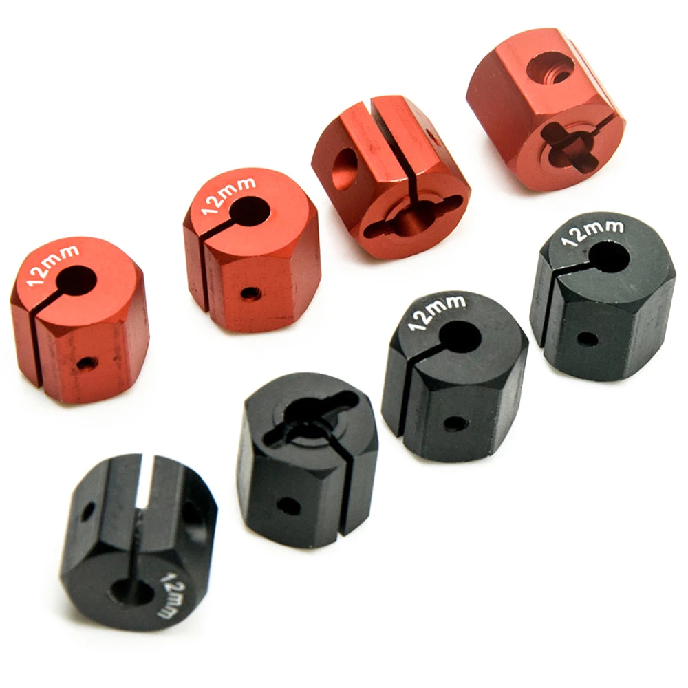 YEAHRUN 4 pièces en aluminium 8/9/10/11/12mm épaisseur 12mm adaptateurs d'entraînement hexagonal de roue pour modèle de voiture Axial SCX10 HSP HPI Tamiya 1/10 RC