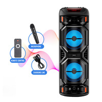 Dual 8-inch Horn Big Size Outdoors Party Box 40W Power Portable Bluetooth Speakers With Wireless Microphone Colorful Lamp Effect