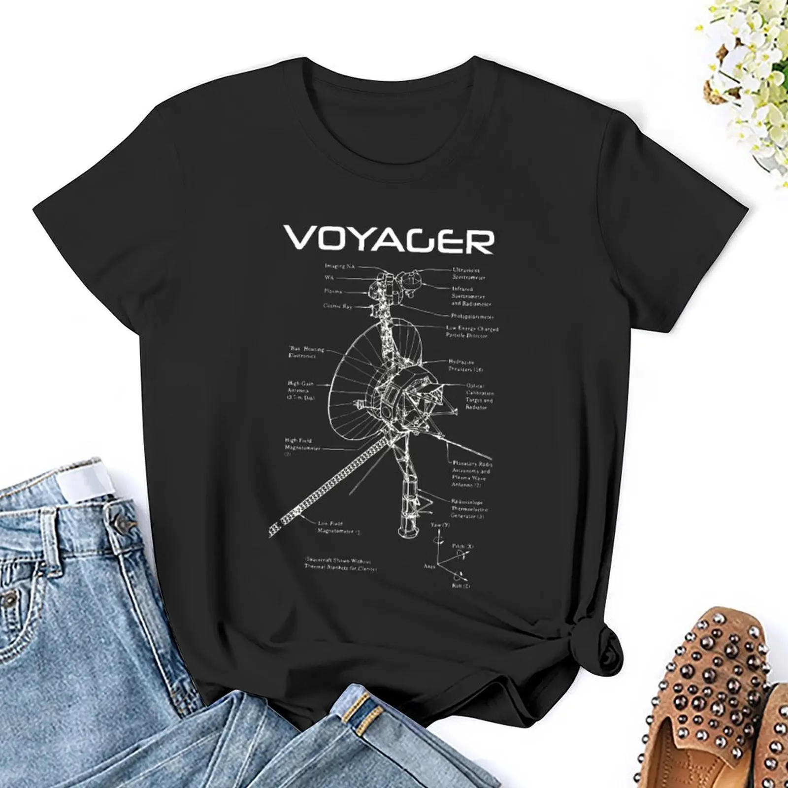 Voyager Program White Ink Essential For Harajuku T-shirt Sports Top Tee Casual Graphic Lovely Fitness