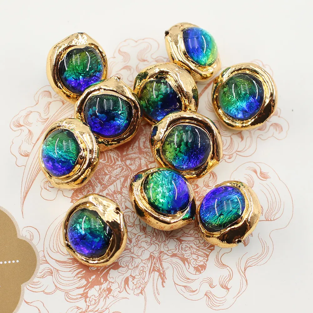 

APDGG 10 Pcs 16MM Blue Murano Glass Loose Spacer Beads Connector Jewelry DIY