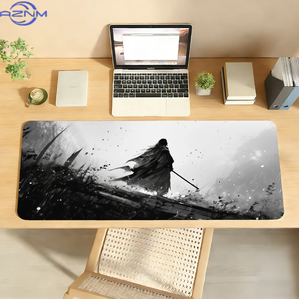 Alfombrilla de ratón con diseño de espada y pintura a tinta, antideslizante, para escritorio, accesorios para PC y portátil, alf