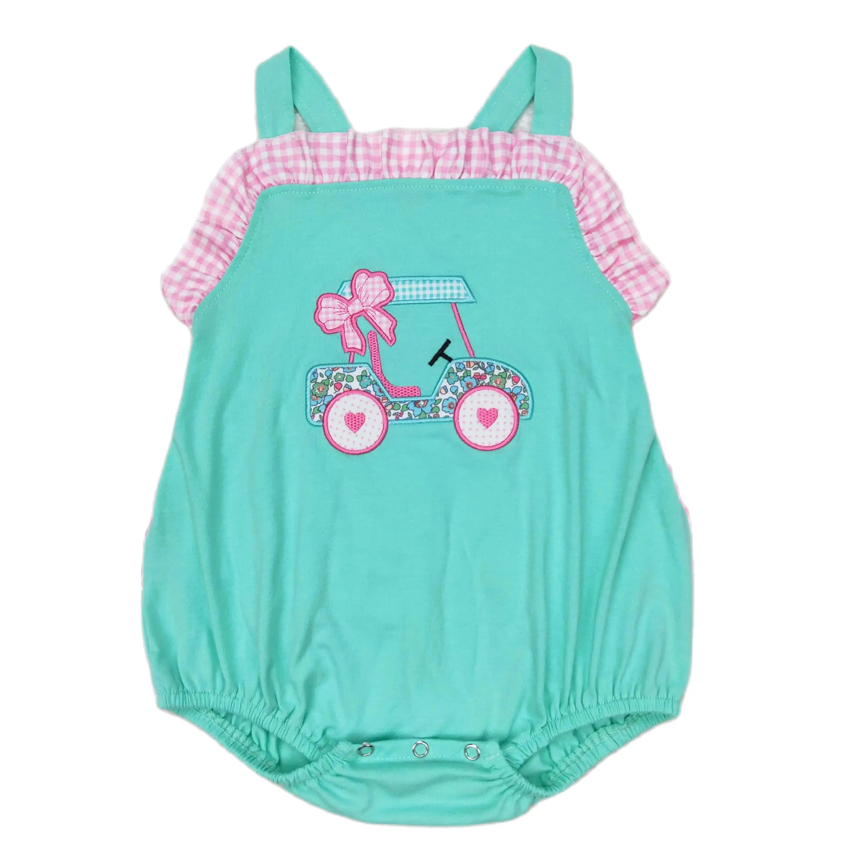 

Wholesale Summer Newborn Embroidery Bow Romper Baby Girl Short Sleeves Jumpsuit Kids Toddler Buttons Bubble One-piece Clothing