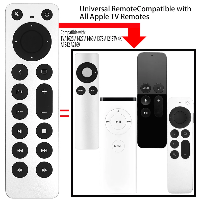 New remote control for Apple TV 4k/Gen 1 2 3 4/ HD A2843 A2737 TVA1625 A1427 A1469 A1378 A1218TV 4K A1842 A2169（No voice）