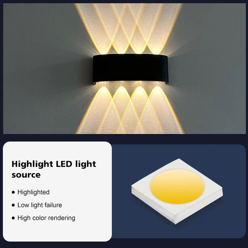 LED Wall Lamp Outdoor Waterproof IP65 Interior Wall Light 4W6W 8W 10W Garden Lights Aluminum Bedroom Living Room Stairs Lighting