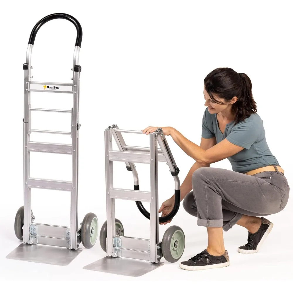Fully Assembled Foldable Hand Truck with 8" Mold-On Rubber Wheels – Horizontal Loop Handle. 500 Lb. Capacity Dolly