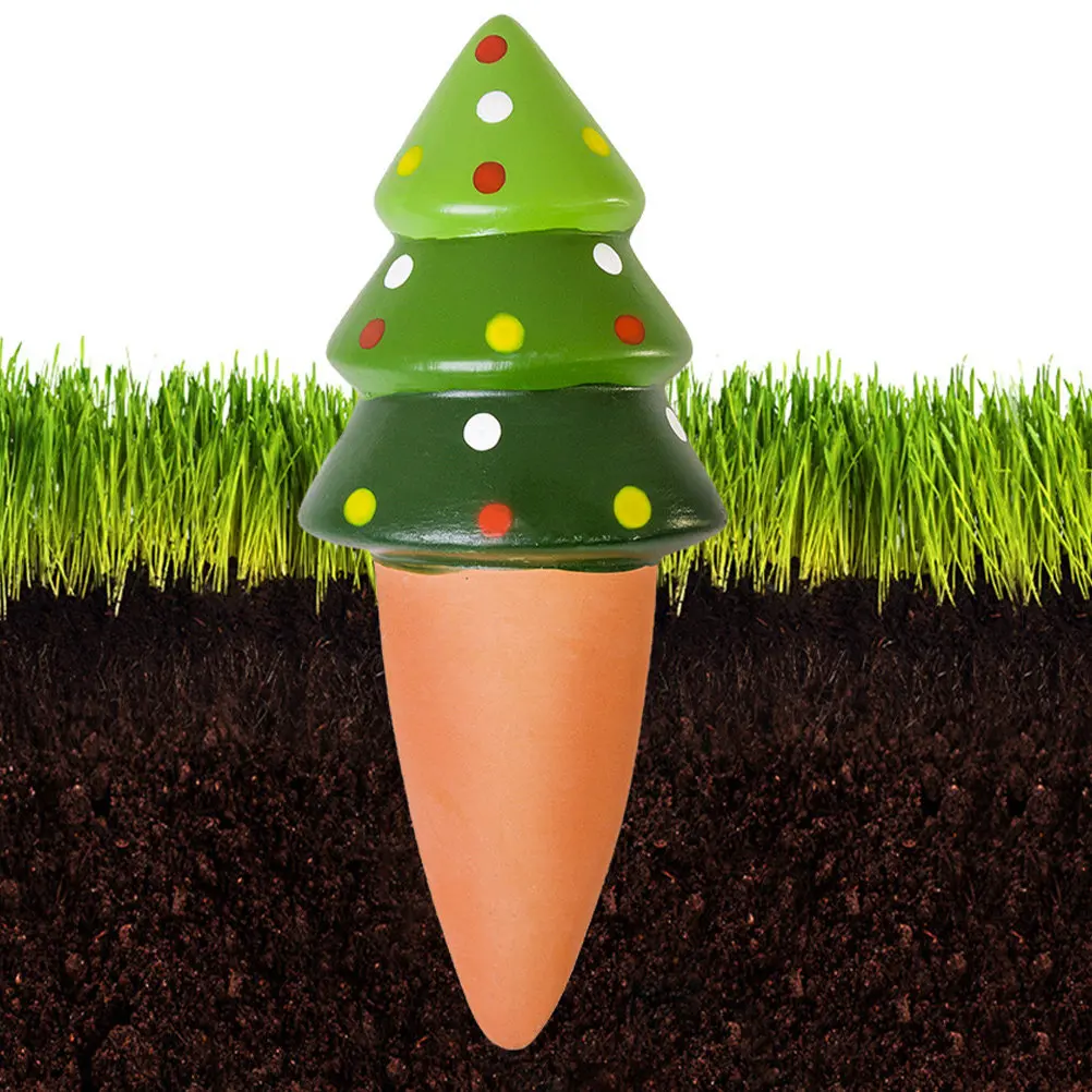 4Pcs Plant Watering Spikes Self Watering Device Christmas Tree Shape Upward Beak Design for Indoor Outdoor Plants Root
