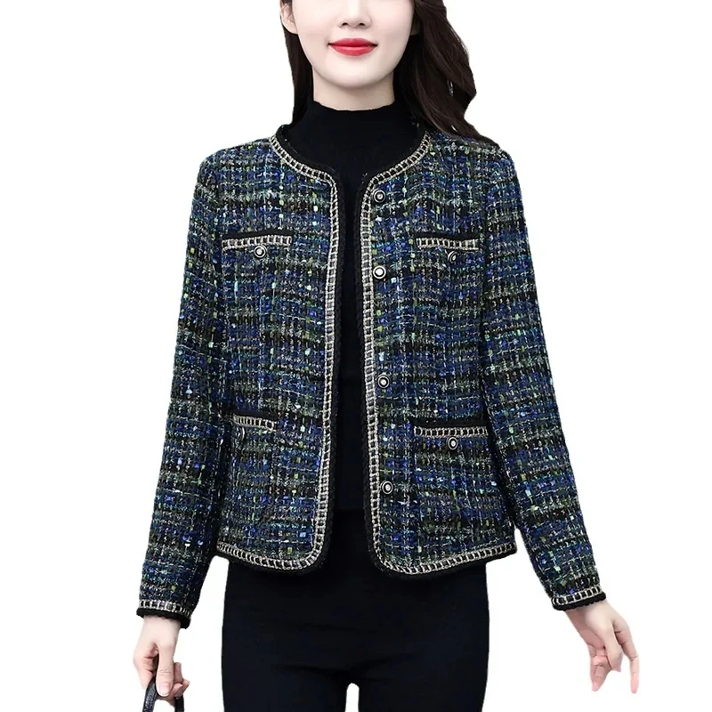 

2023 New Autumn Winter Xiaoxiangfeng Woolen Short Coat Women Temperament Elegant French Vintage Tweed Jackets Ladies Tops M-4XL