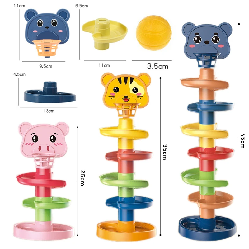 Juguetes Montessori para bebés de 0 a 12 y 24 y 36 meses, Bola rodante de pista, Bola deslizante Pop, juguetes de educación temprana para niños sensoriales