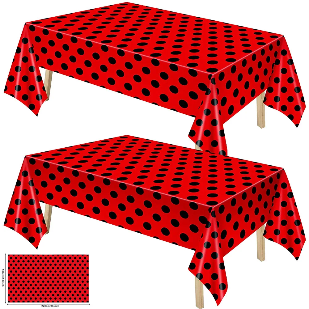 Ladybug Tablecover Ladybug Party Tablecloth Vintage Polka Dots Tablecloth for Ladybug Theme Birthday Picnic Dining Party Decor