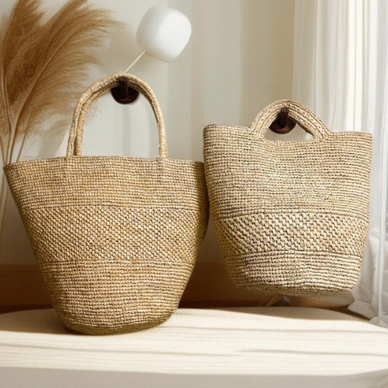 

Fashion Lafite Grass Large Capacity Weaving Bag Women's Summer Shoulder Handheld Vegetable Basket Beach Bag Postman Tote Bag