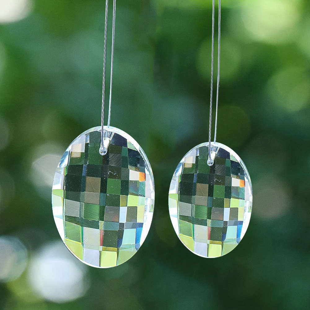 

Clear Oval Crystal Prism Pendant 30mm 38mm Faceted Glass Egg Suncatcher Hanging Charm Chandelier Window Decor DIY Accessories