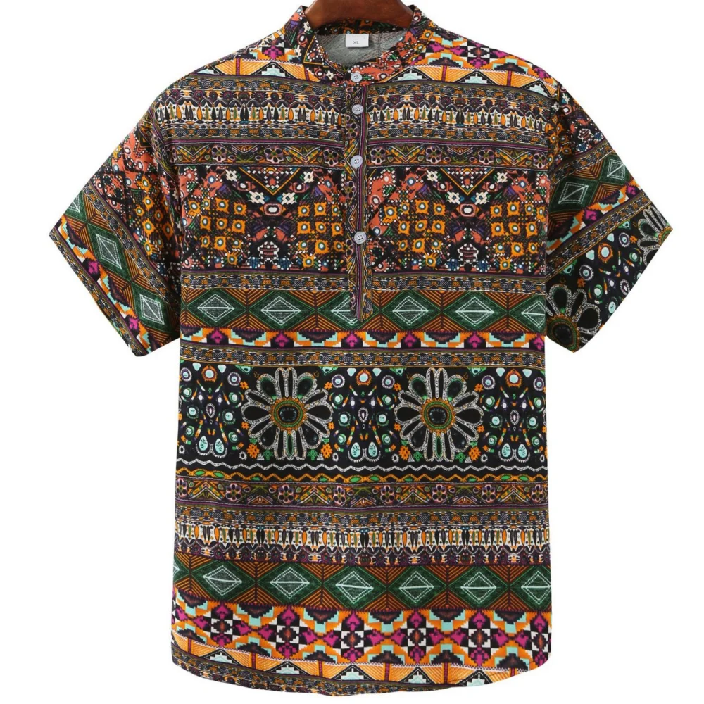 

Vintage Shirts For Mens Shirts Summer Short-Sleeved Tops Oversized Pullovers 3d Ethnic Wear Streetwear Men's T-Shirts S-5XL Tees