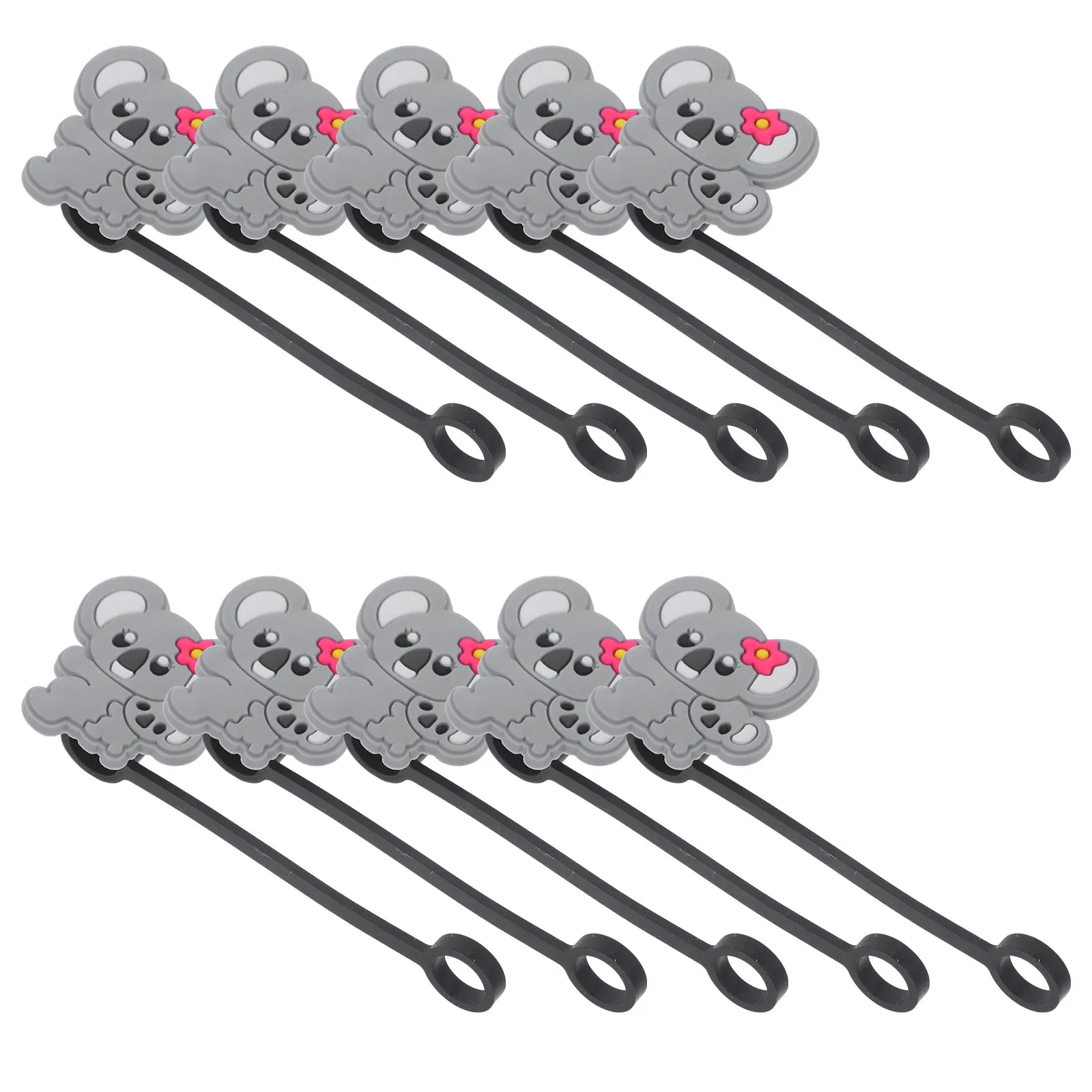 10Pcs Silicone Straw Caps Koala Design Reusable Drinking Straw Covers Eco Friendly Tip Plugs for Smoothie Juice Milkshake Straws
