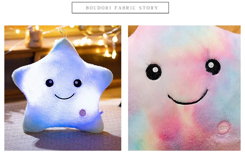 LED Licht Stern Plüsch Spielzeug Weiche Angefüllte Stern Kissen Puppe Glowing Plüsch Baby Kind Spielzeug Geburtstag Geschenk Home Deco – Detail 11