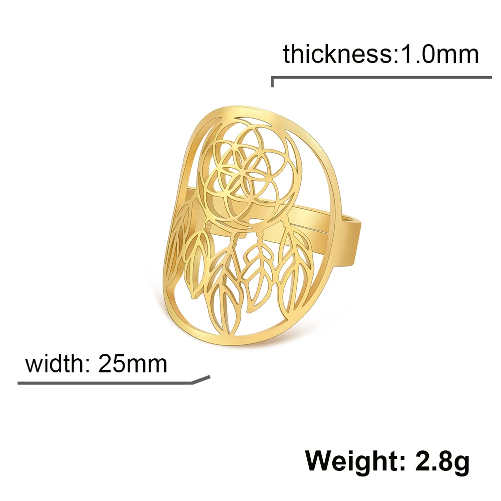 Skyrim Dream Catcher Ring Stainless Steel Gold Color Adjustable Women Finger Rings Fashion Jewelry Gift Wholesale