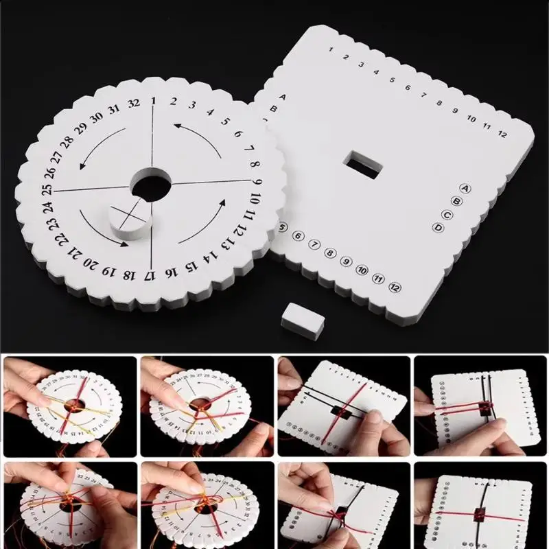 4 Stück Flecht-Scheiben, runde und quadratische Kumihimo-Perlen-Scheiben, Flecht-Platten, DIY-Armband-Webplatte – Detail 3