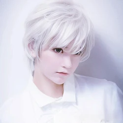 Anime universal para hombres, pelo falso, pelo corto blanco plateado, cosplay