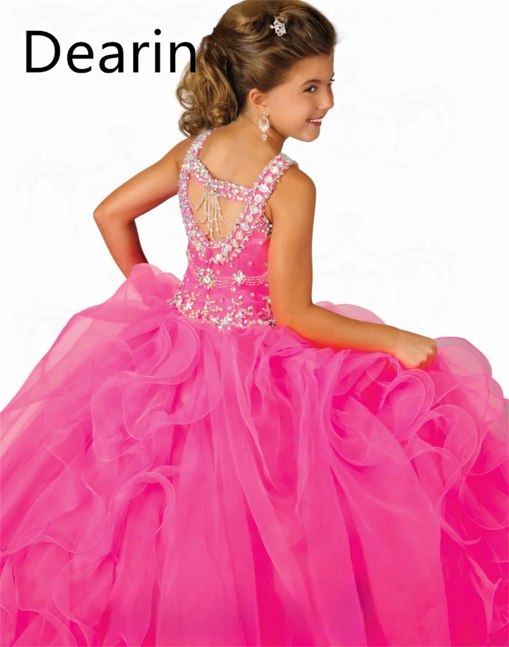 Customized Flower Girl Dress Dearin Halter A-line Floor Length Skirts Fold Es