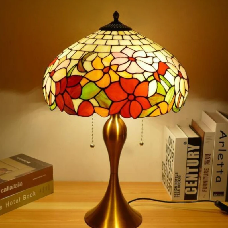 

Creative Mediterranean bedroom decorative lamps stained glass living room retro nostalgia