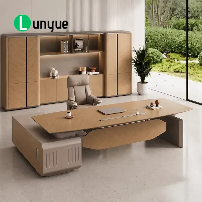 Eco-friendly Solid Wood Administrative Desk Large Storage Stable Modern Simple Modular Design Suitable for Commercial Office