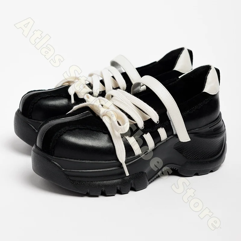 

Women Chunky Sneakers Hook & Loop Casual Lace Up Thick Sole Comfortable Walking Shoes Lightweight Breathable Everyday Trainer