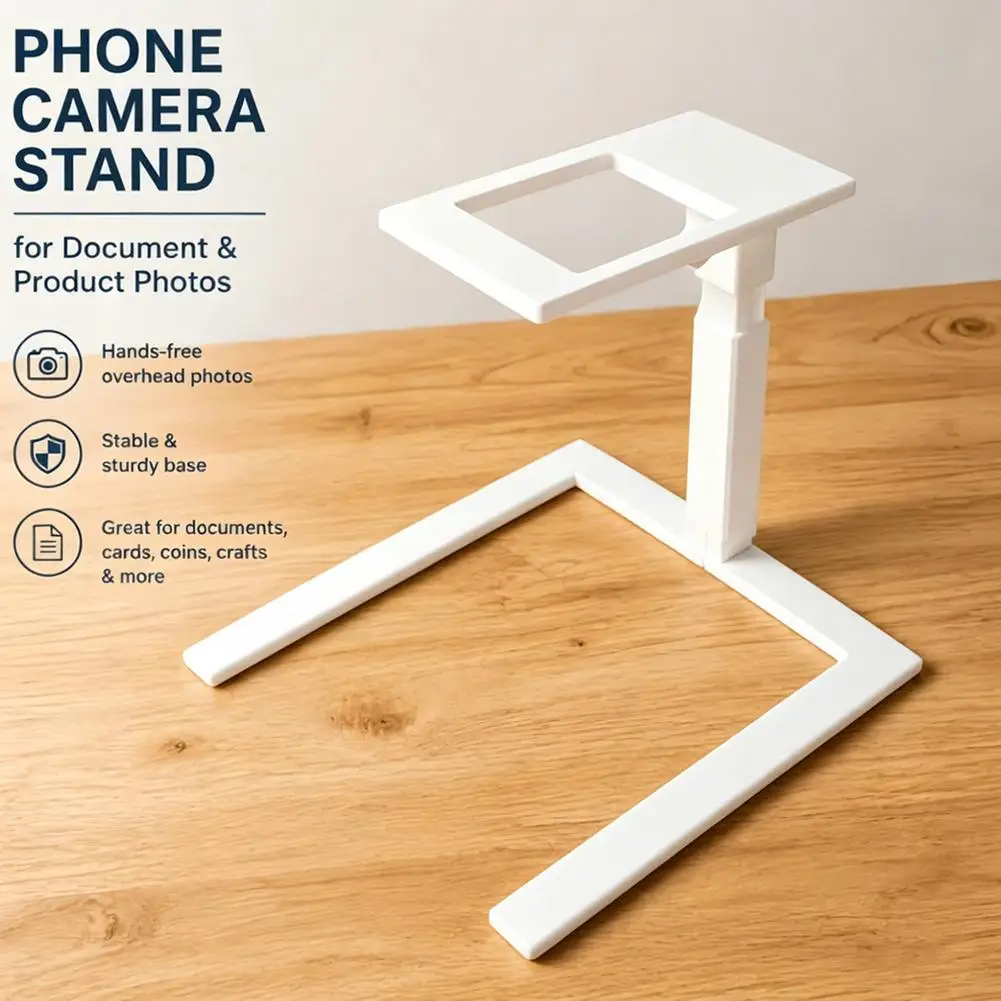 Overhead Phone Camera Stand PLA Modular Phone Holder for Top-Down Shooting Document Scanning Collectibles Product Photography