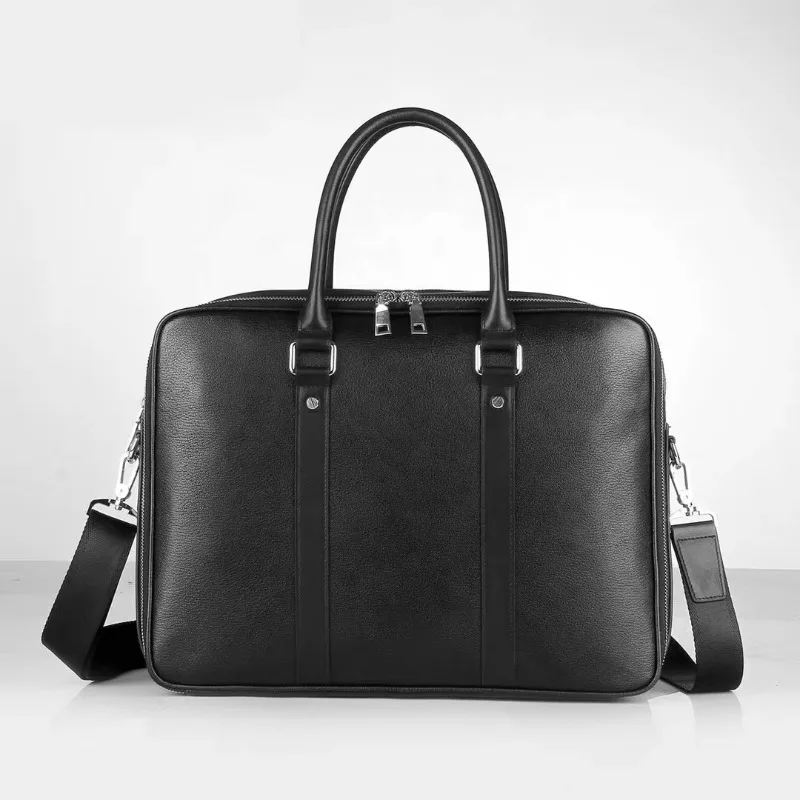 Designer Logo Computer Laptop Bag Waterproof Large 15.6 Inch Business Travel Messenger Bag Leather Men's Briefcase