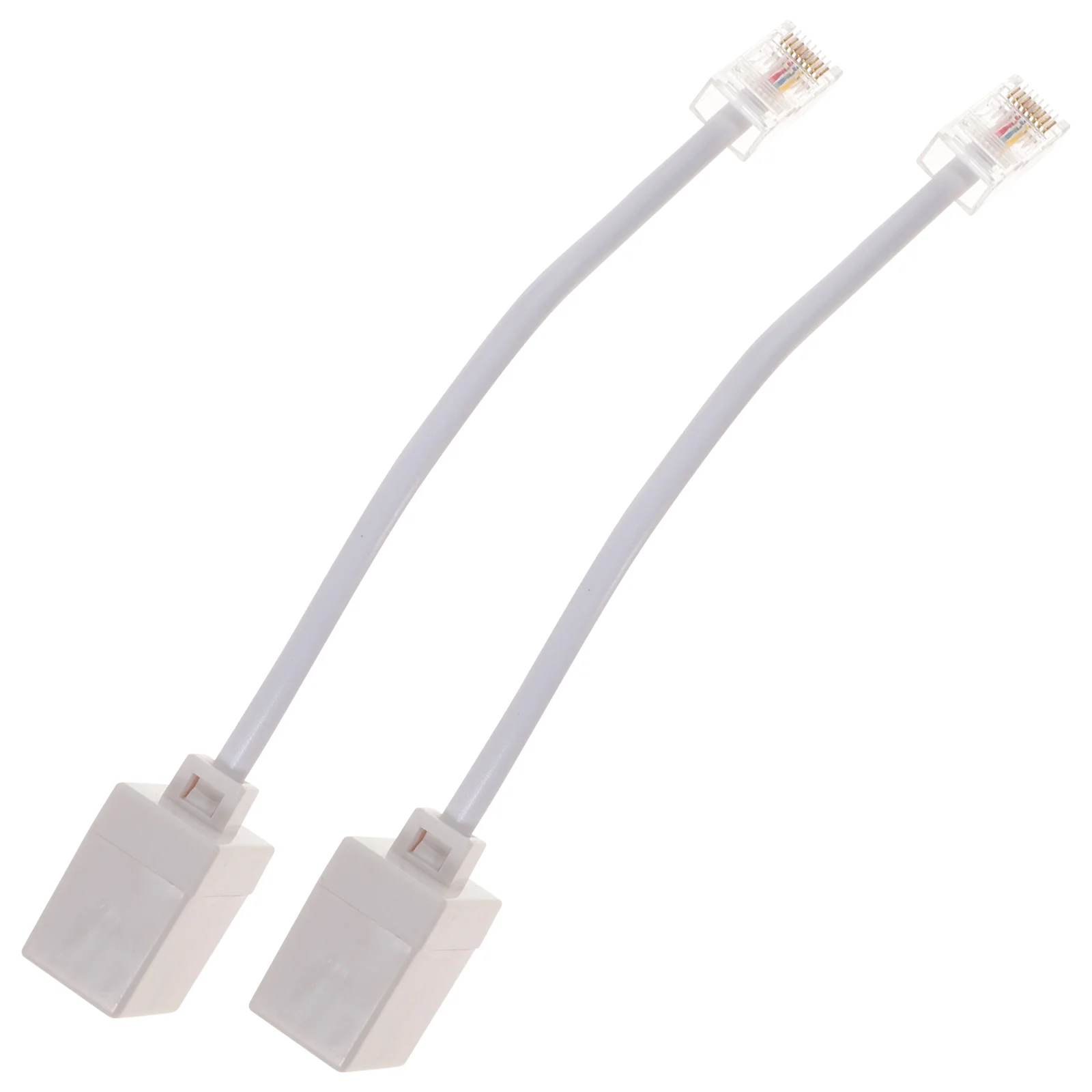 2 Pcs to RJ11 Adapter Phone Line Ethernet Converter Telephone Cord Jack Abs Internet Supply Plug