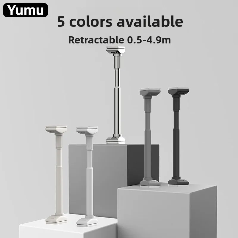 No Drill Telescopic Stainless Steel Support Rod Laundry Shower Curtain Closet Balcony Hanging Adjustable To Meter Length Options