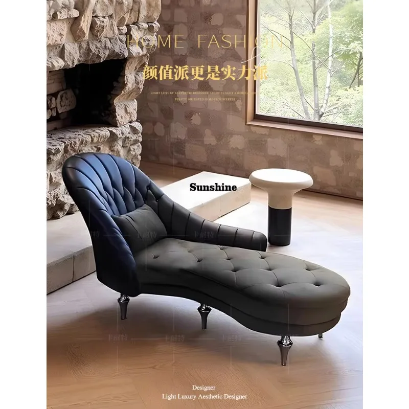 

Italian leather concubine bedroom beauty couch leisure living room leather velvet lounge chairY