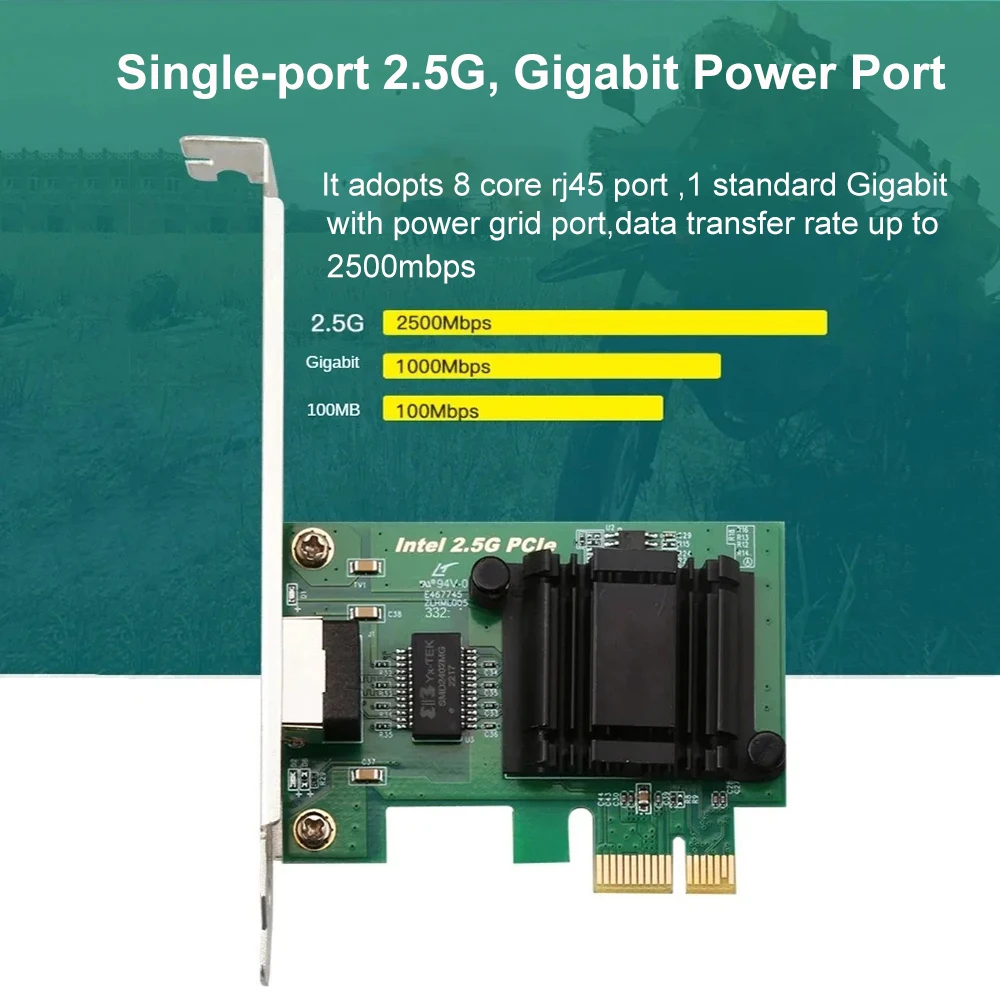 2.5G PCIE To RJ45 Network Card Intel225 chip 100/1000/2500Mbps RJ45 PCI Express Converter Lan Ethernet Gigabit Adapter For PC