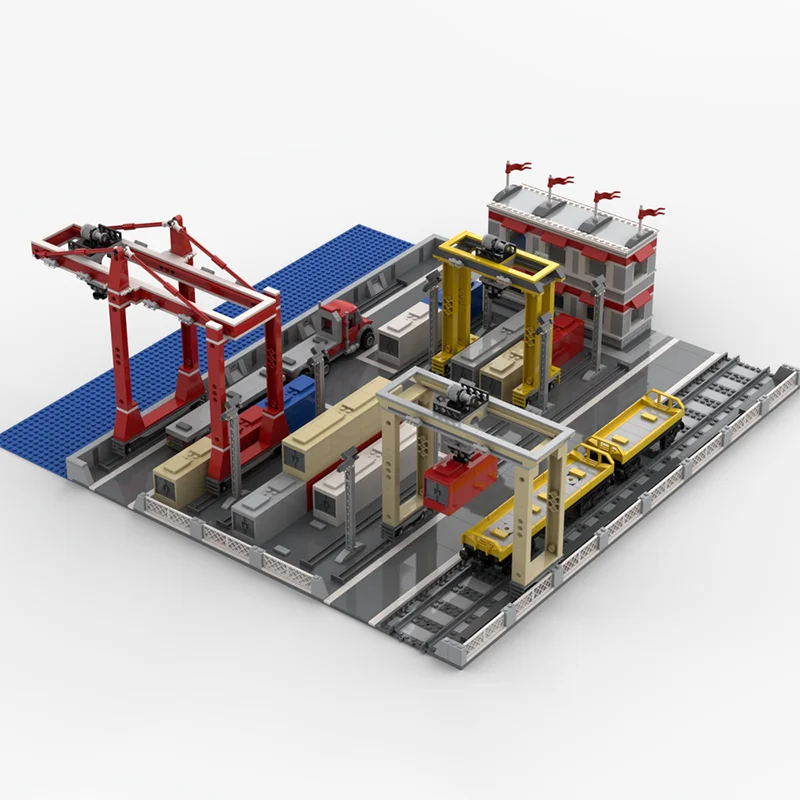 Modèle de construction de ville modulaire Moc, blocs de construction, port conteneur, technologie, cadeau modulaire, construction, ensemble de jouets d'assemblage, bricolage
