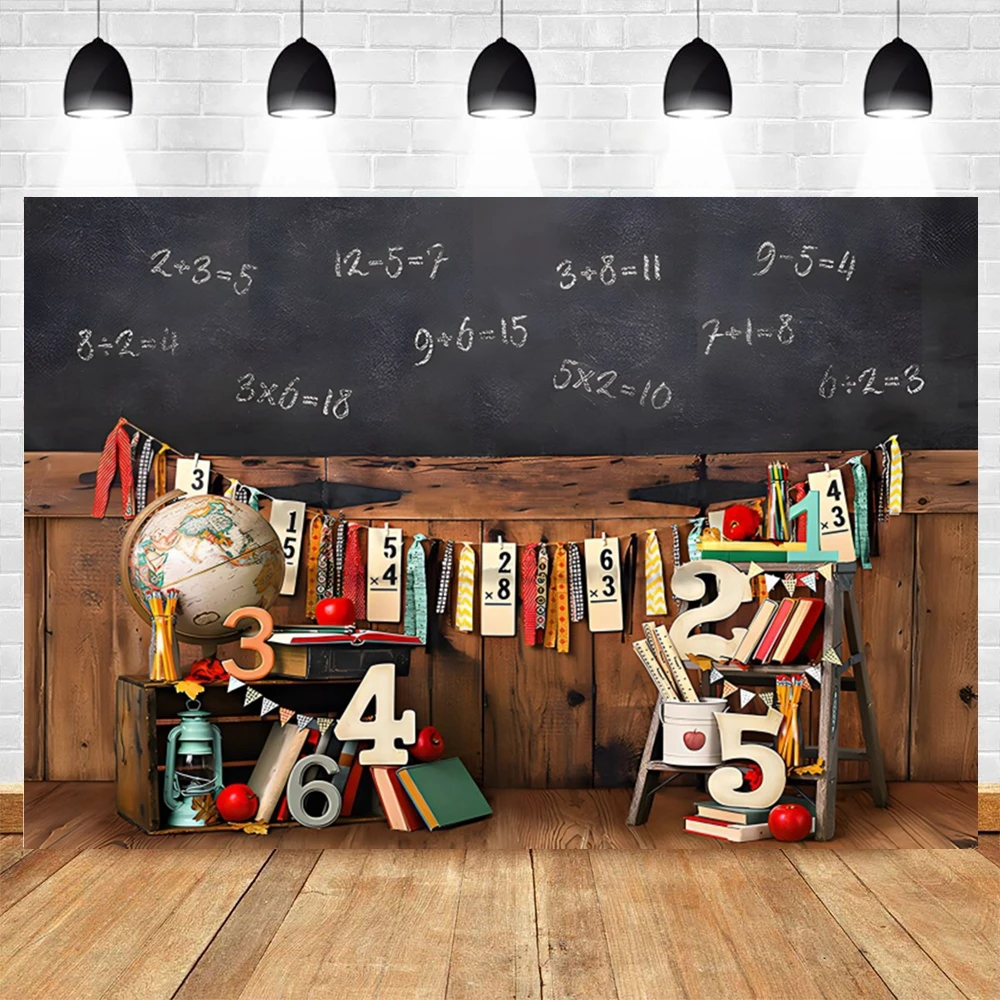 Children Back to School Photography Backdrop Children Black Blackboard Pencil Graduation Kids Portraits Background Photo Studio